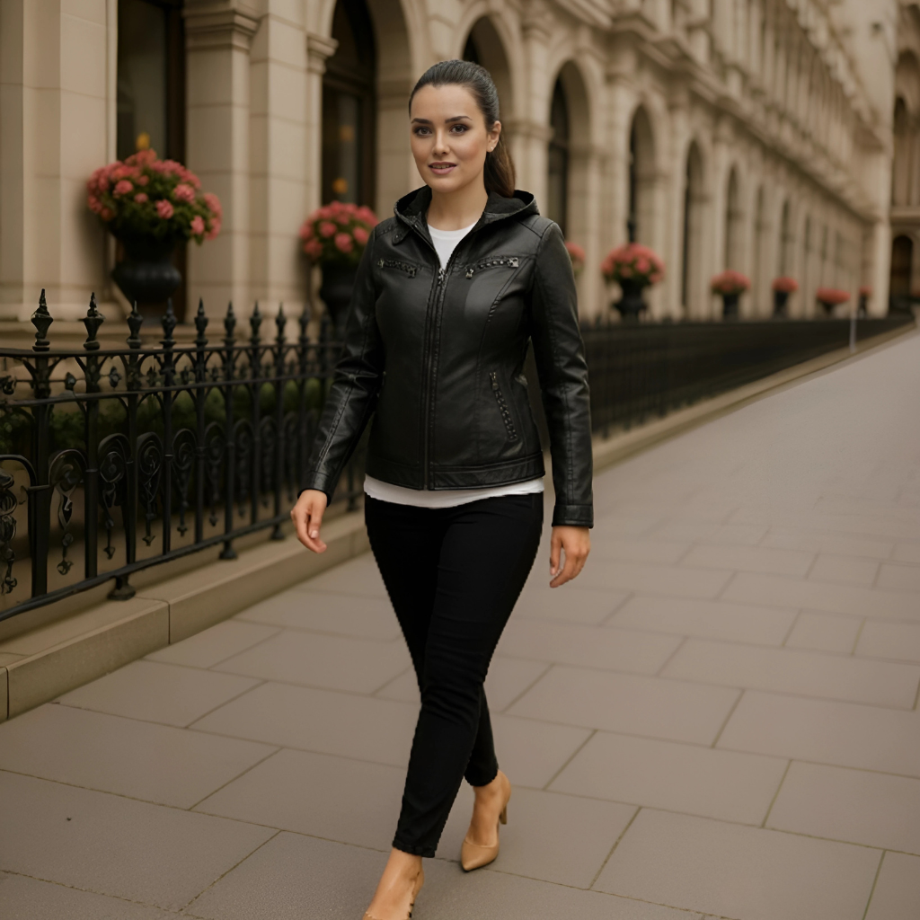 Olive™ - Waterproof Women's Leather Jacket with Hood