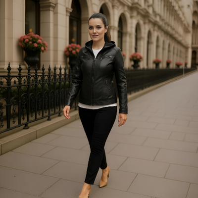 Olive™ - Waterproof Women's Leather Jacket with Hood