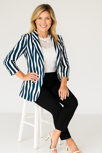 JOVIE | Elegant Printed Shawl Collar Blazer