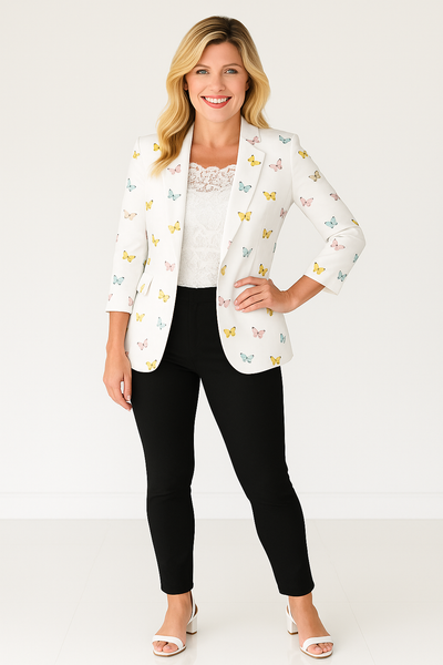JOVIE | Elegant Printed Shawl Collar Blazer