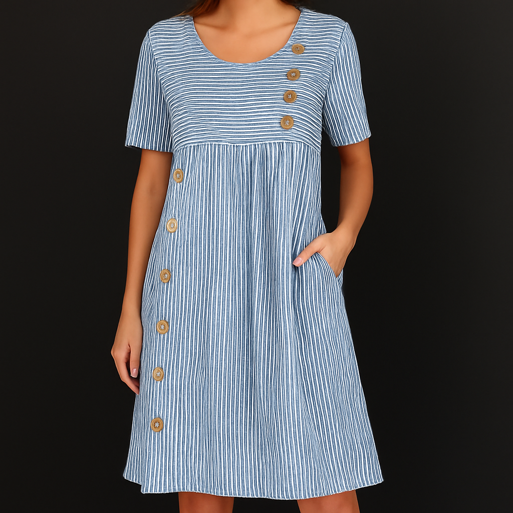 Cora | Striped Midi Dress with Relaxed Elegance