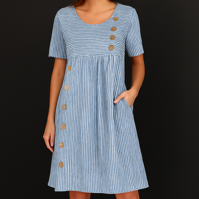Cora | Striped Midi Dress with Relaxed Elegance