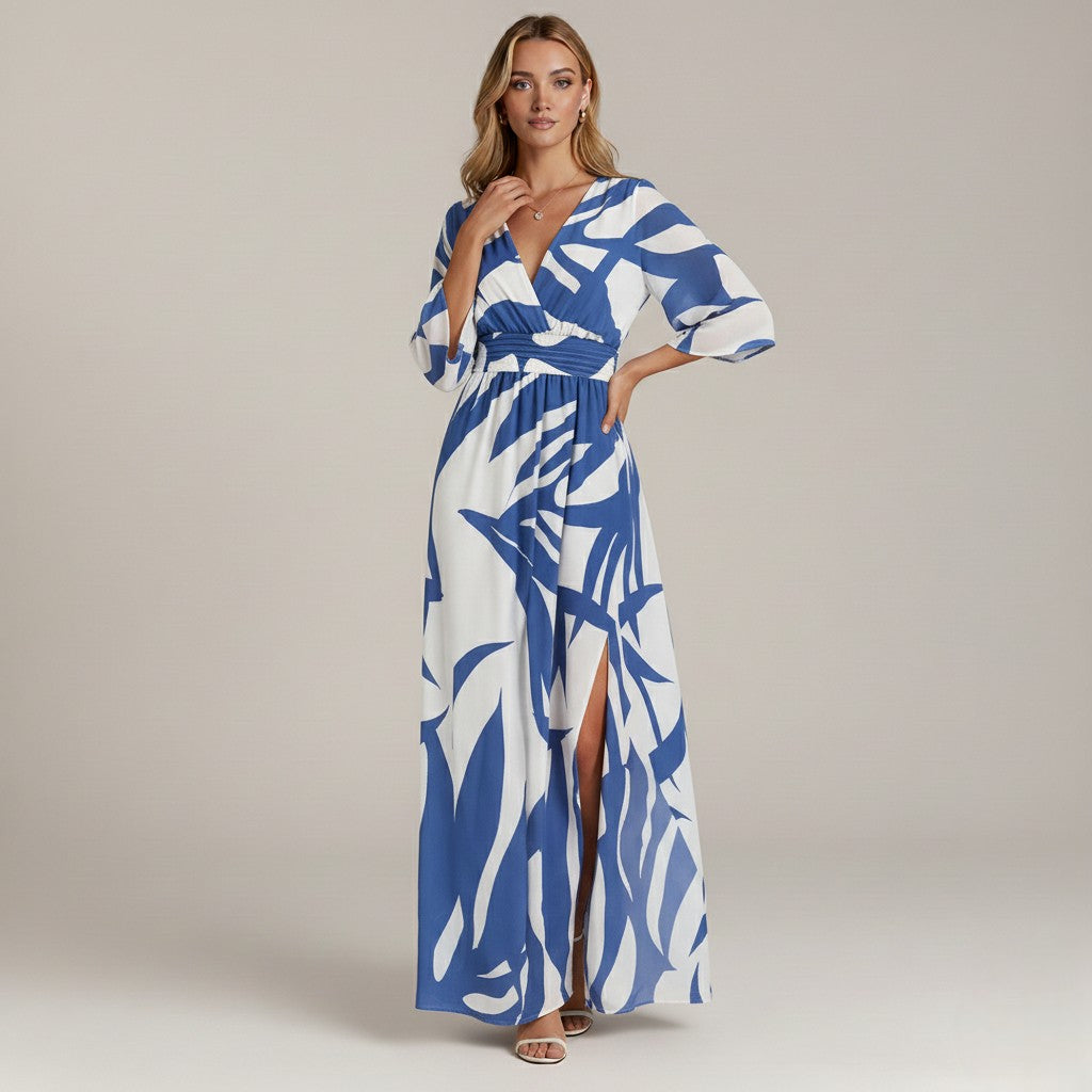 Emily Blue Print Maxi