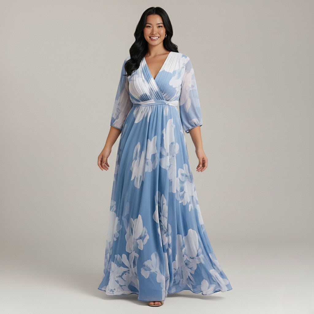 Scarlett Blue V-Neck Maxi