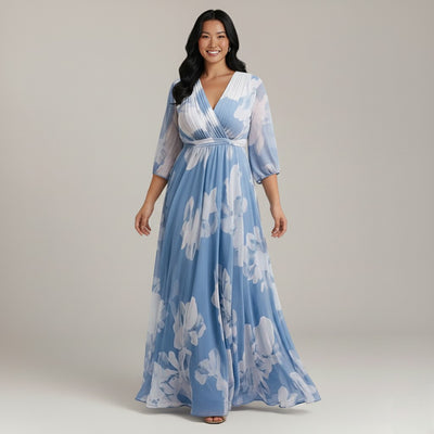 Scarlett Blue V-Neck Maxi