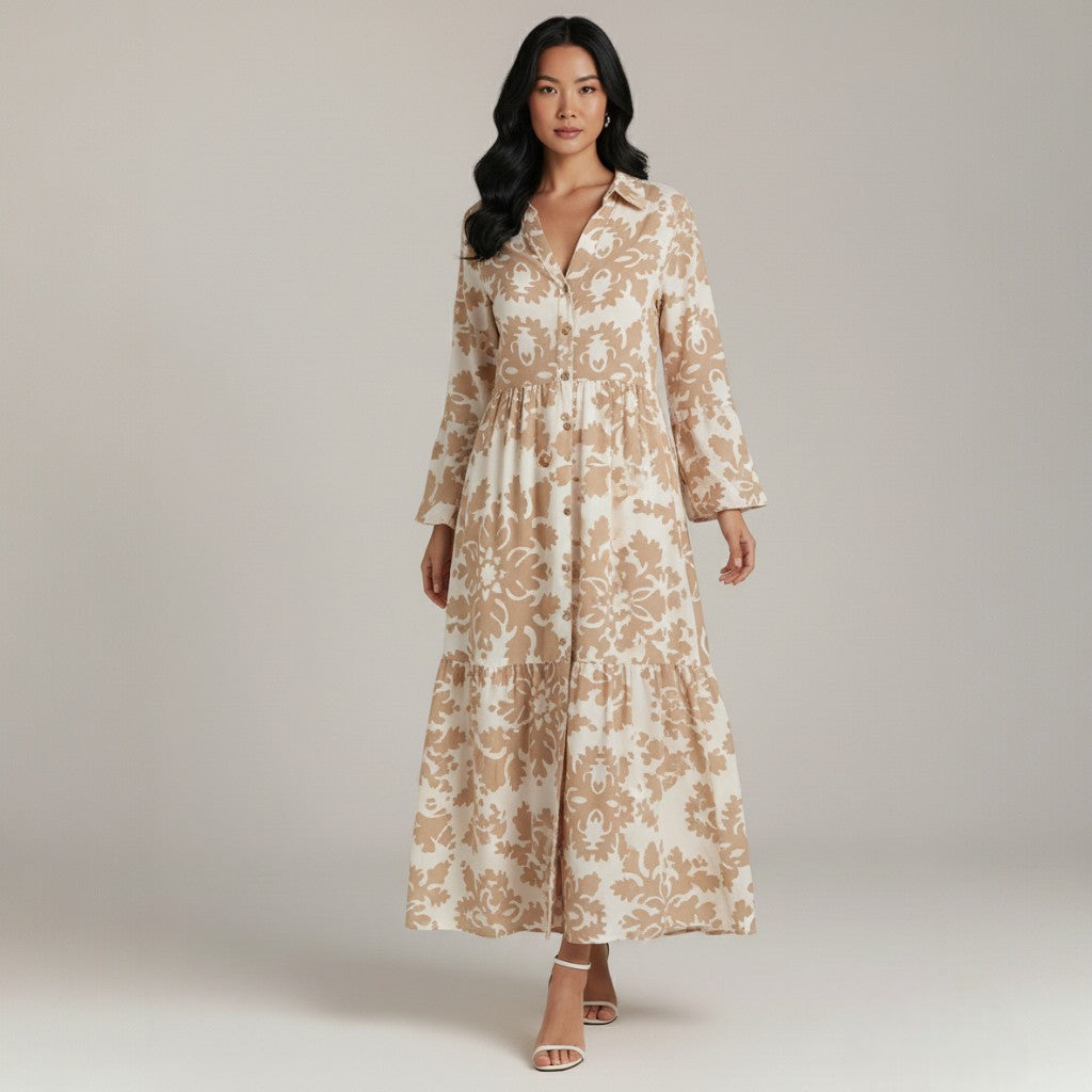 Isabella V-Neck Printed Maxi