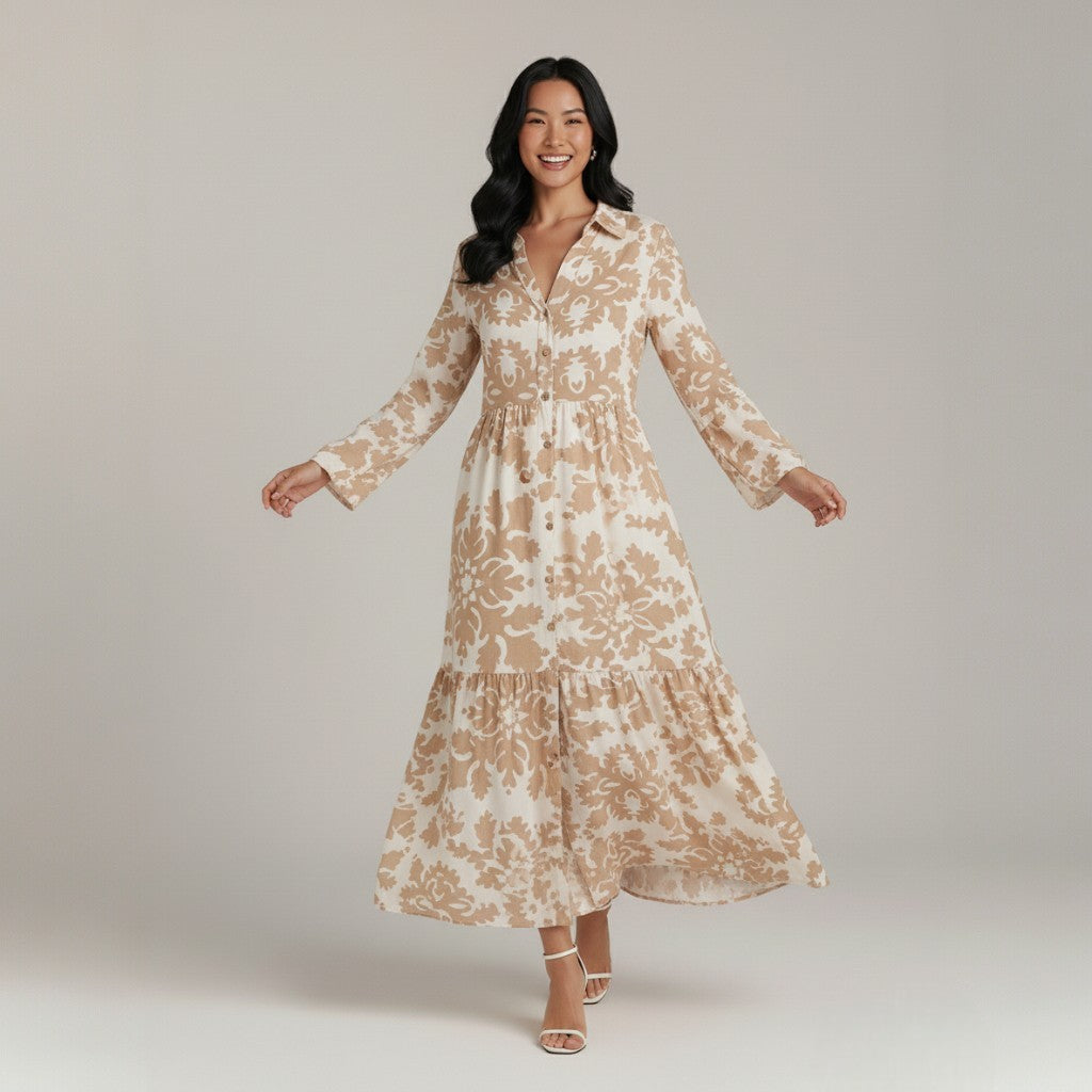 Isabella V-Neck Printed Maxi