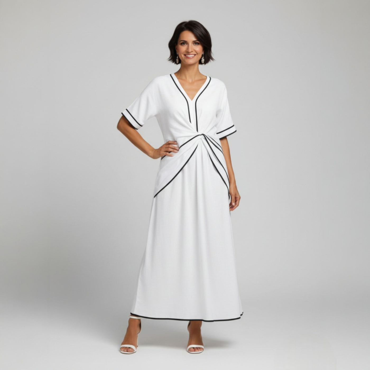 Draped Linen Dress
