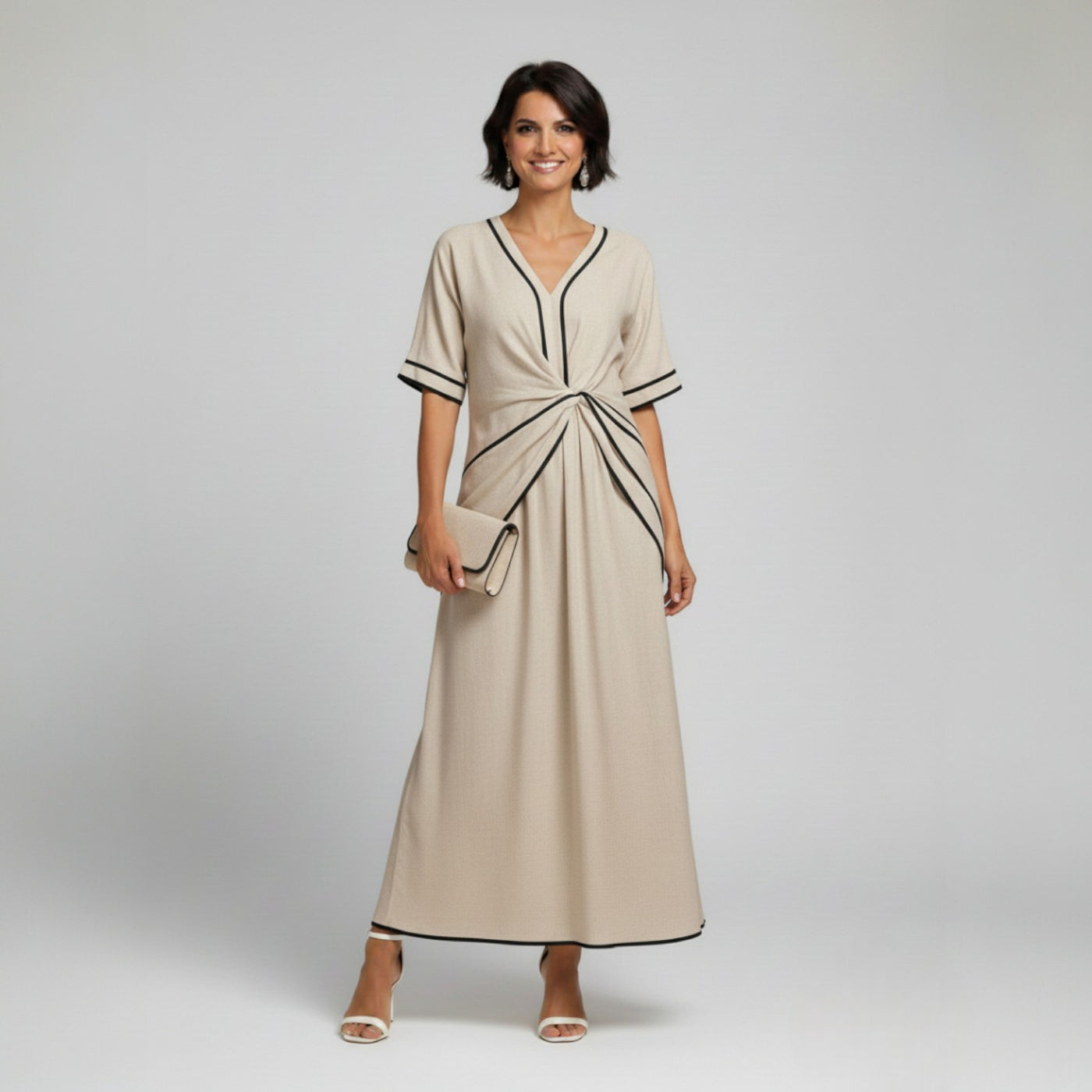 Draped Linen Dress