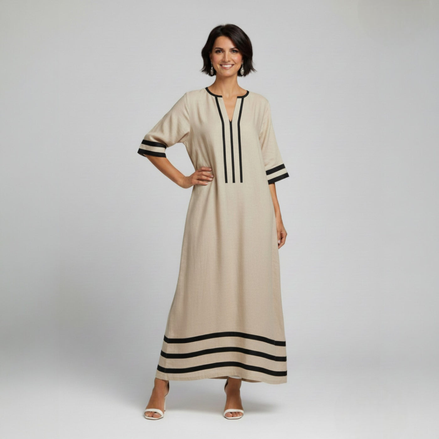 Linen Dress Contrast