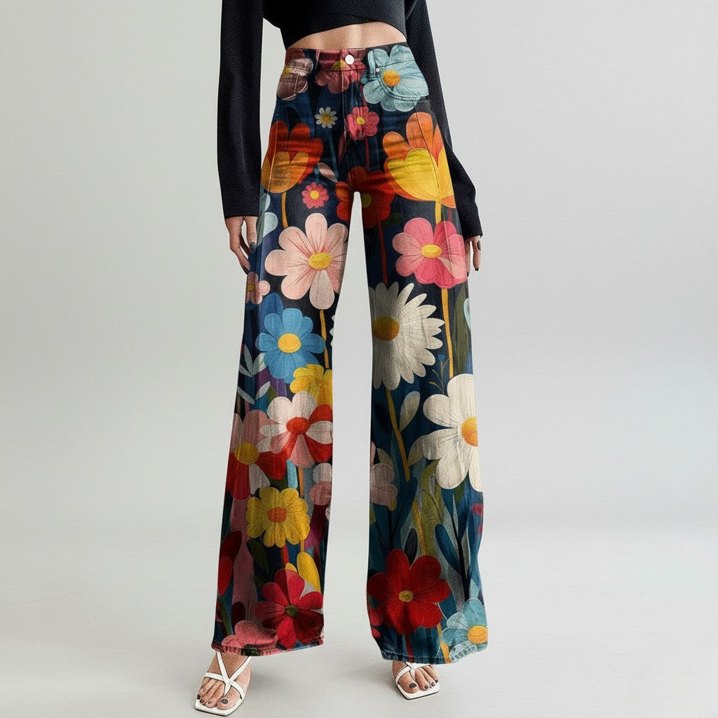 Floral Wide Leg Pants