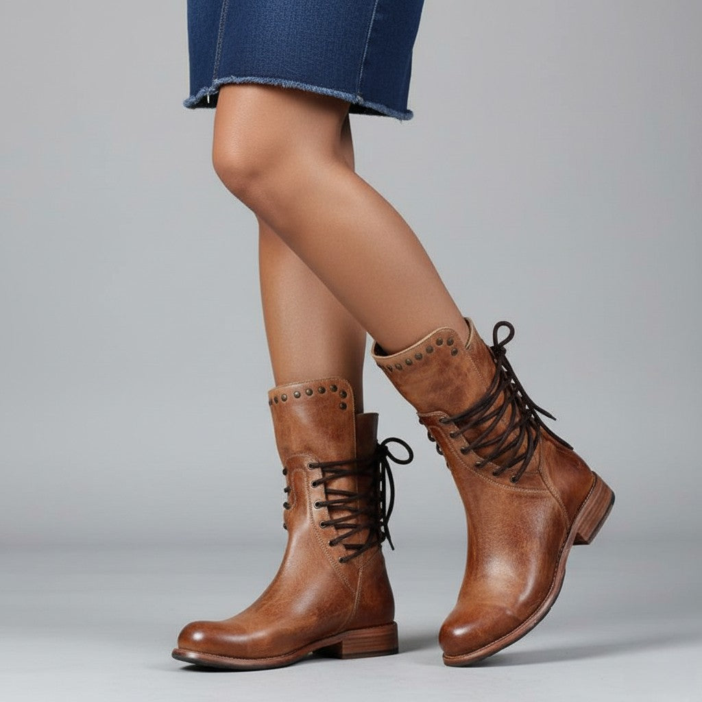 Lacey | Stylish Leather Boots With Laces